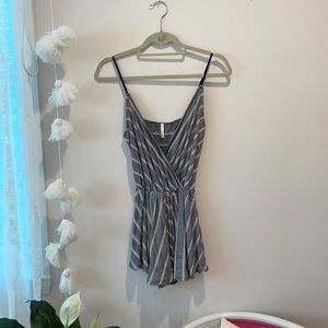 Sage blue and white romper